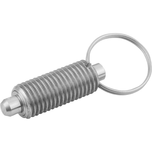 Indexing Plunger Wout Collar Size:3 D1=M16X1, 5, D=8, Form:T Wout Locknut, Stainless Not Hardened